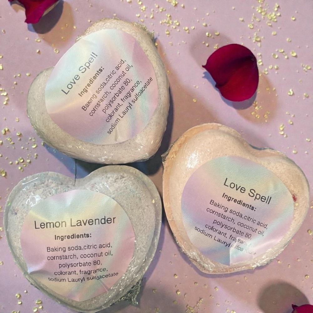 Hand Crafted Heart-Shaped Bath Bomb